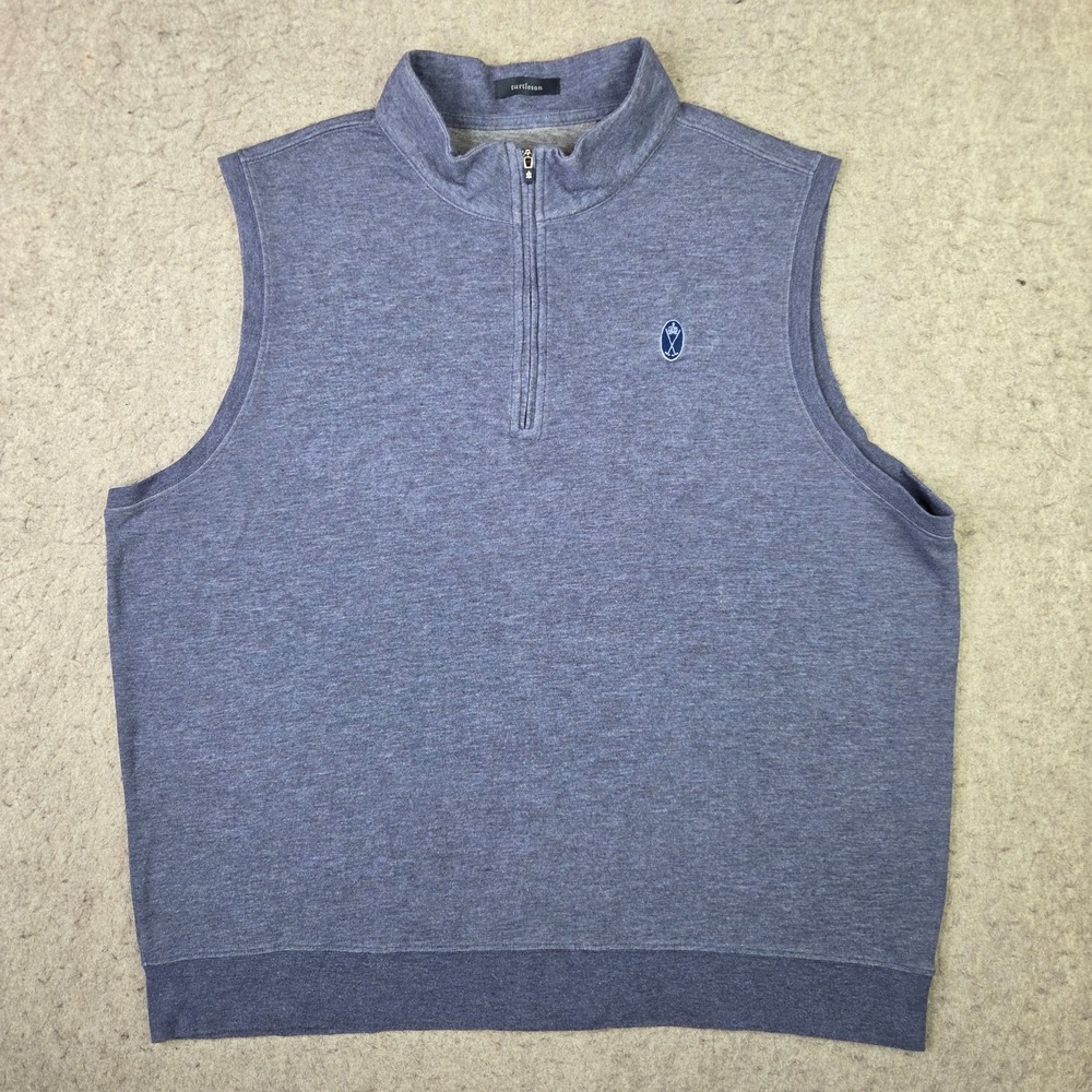 Turtleson 1/4 Zip Golf Vest Mens XL Blue Mock Neck Preppy Sleeveless